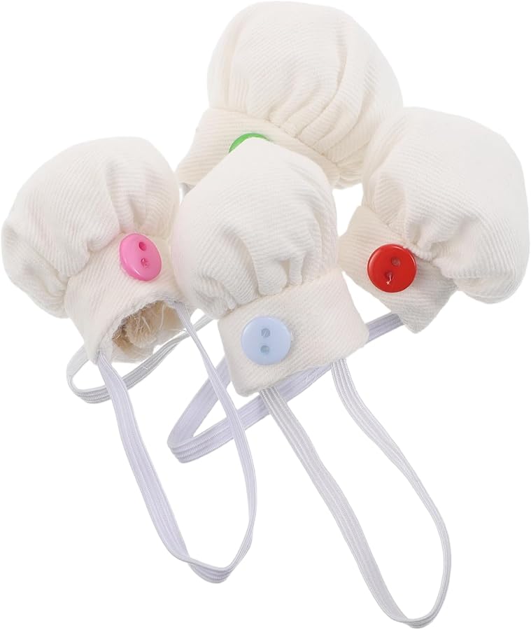 4Pcs Mini Chef Hats For 10 15cm Dolls Stuffed Animals Pet Christmas Role Play - Image 4